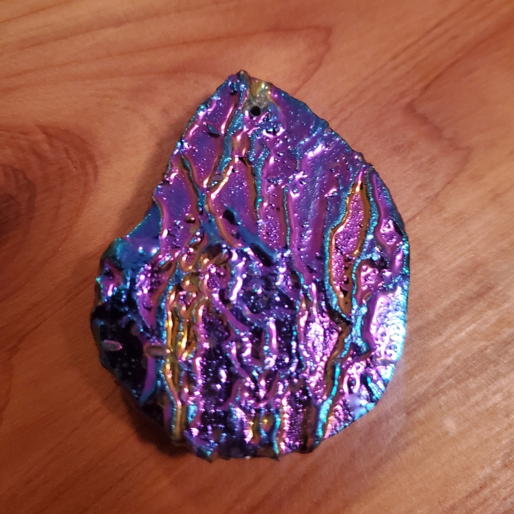 Metallic Rainbow Geode Style Pendant